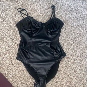 Forever21 faux leather bodysuit